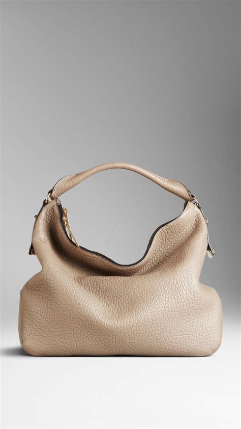 burberry medium heritage grain leather hobo bag